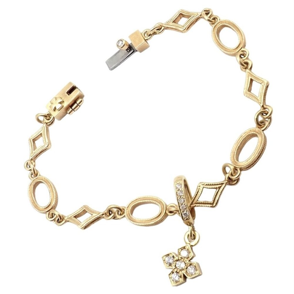 Rare Loree Rodkin 18k Yellow Gold Diamond Cross Bracelet - Picture 11 of 11